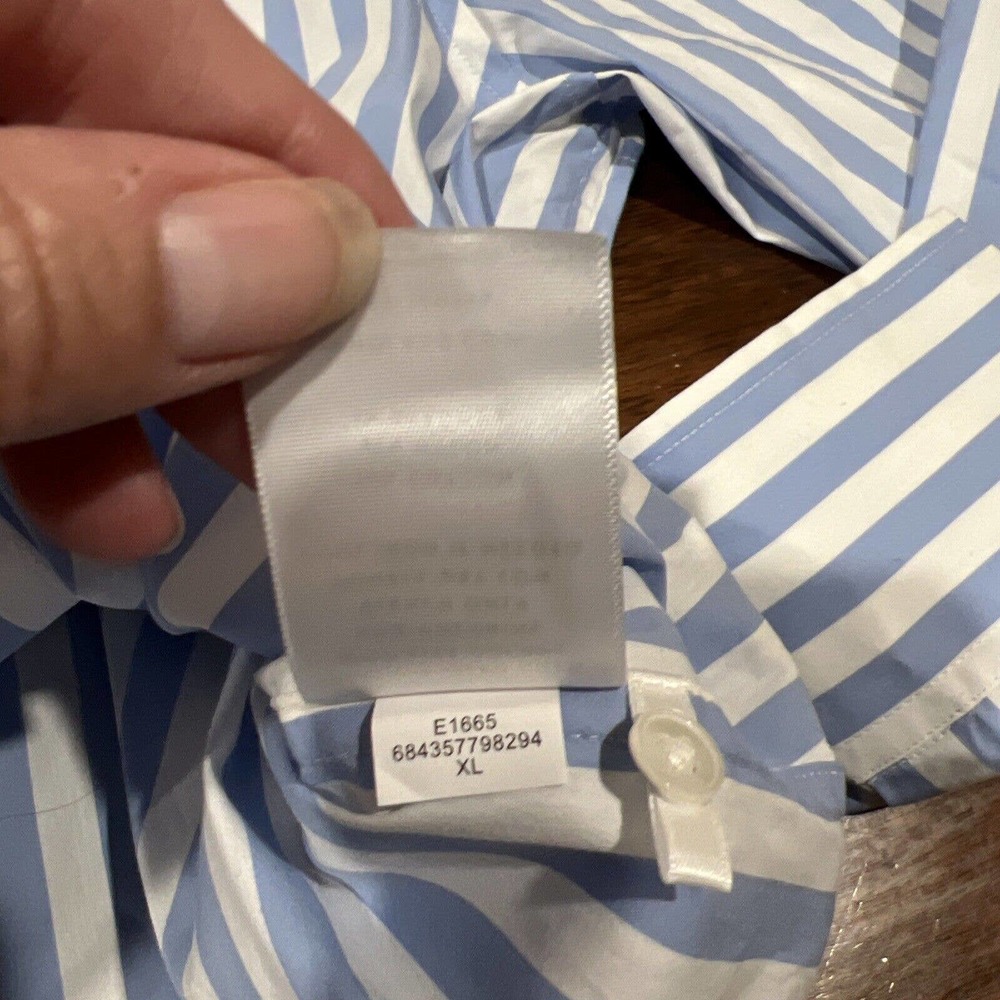 AYR Deep End Blue and White Striped Button-Down Shirt-XL - Picture 9 of 9